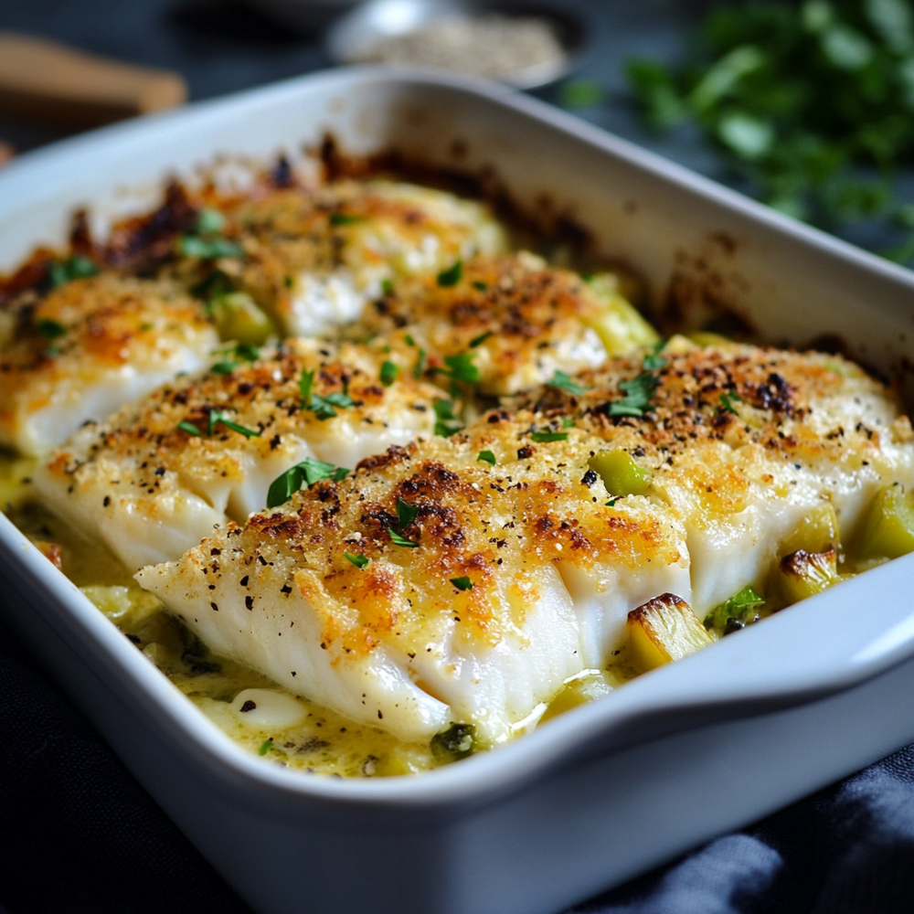 Scottish Haddock Leek & Cheese Bake